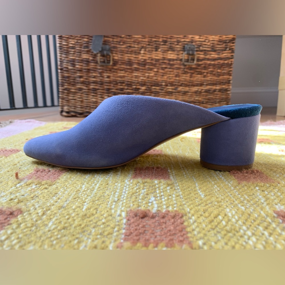 Anthropologie suade mules in lavender